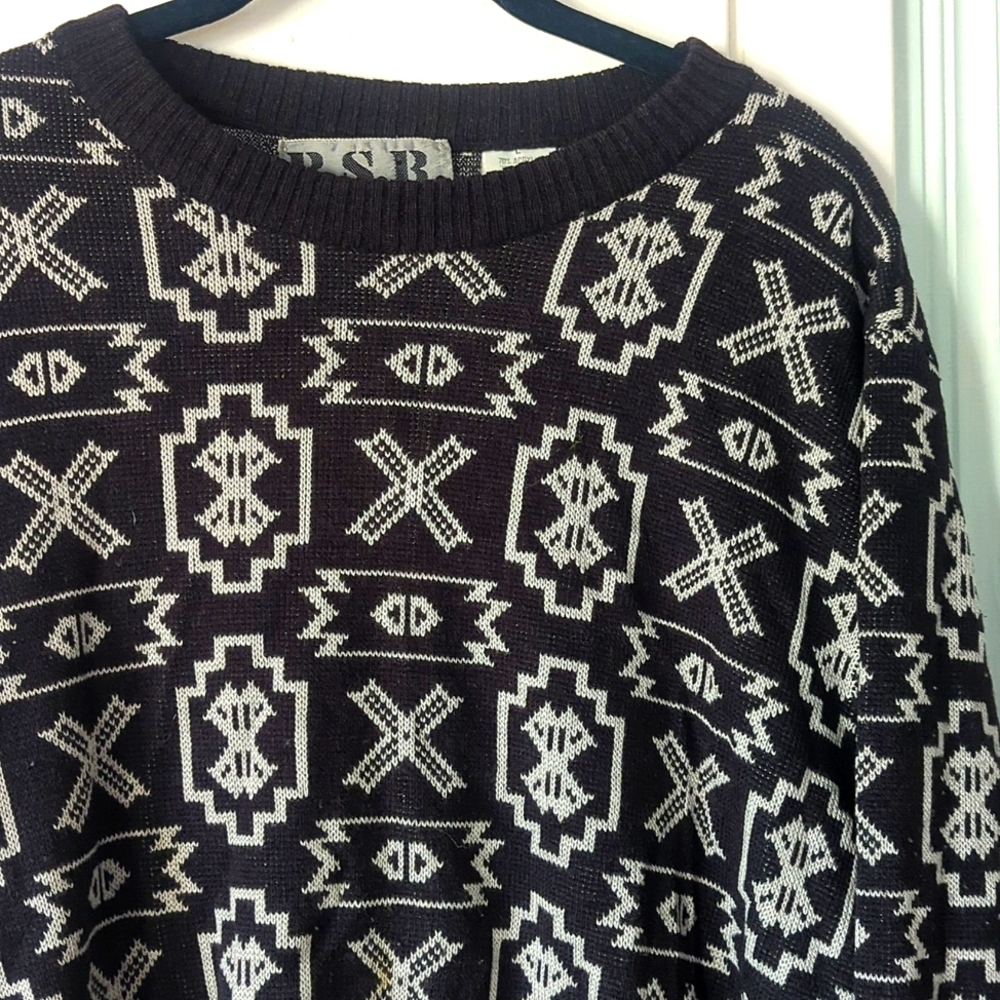 EUC Vintage Black and Gray 1980s  Sweater sz L Eastern European